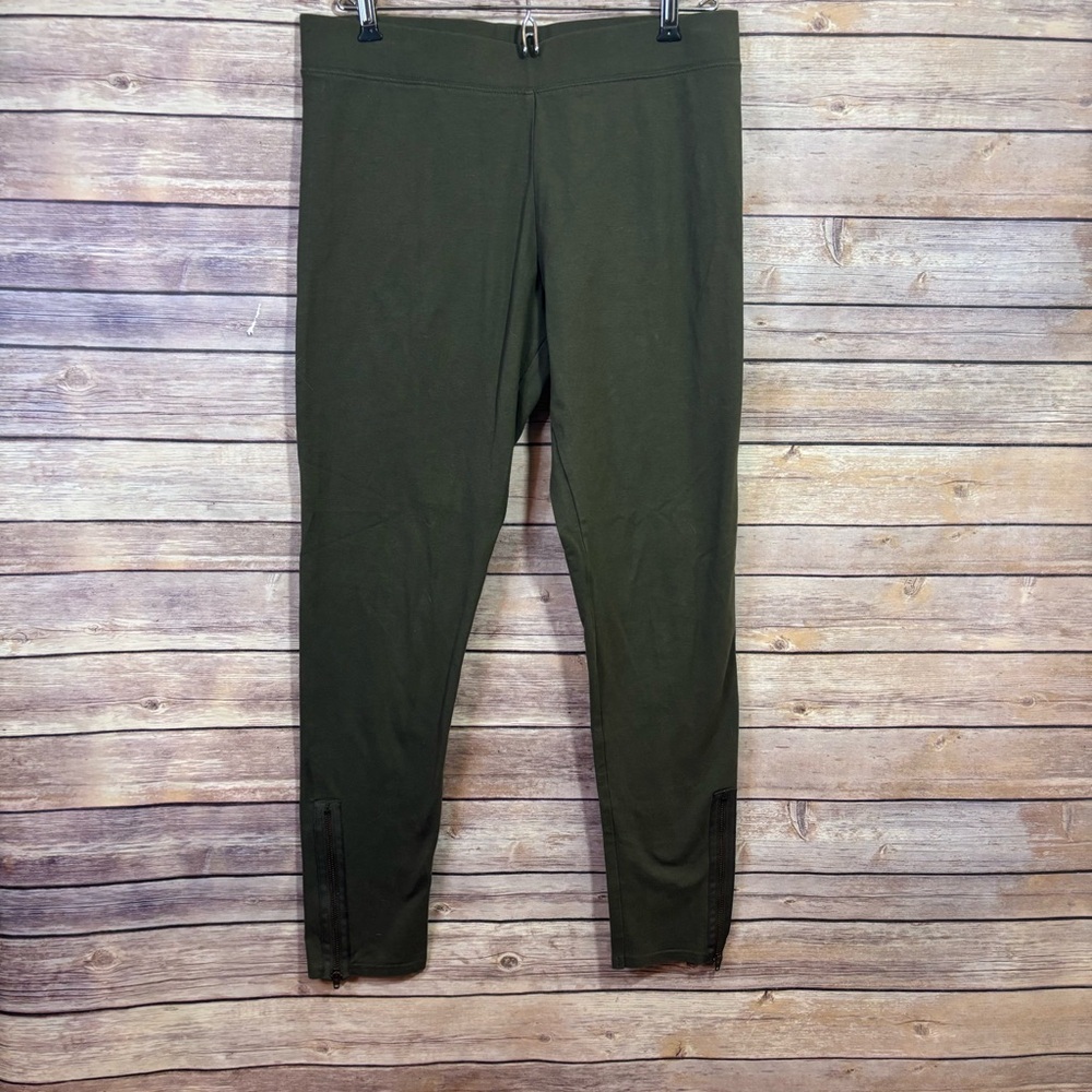 AEO Hi Rise Leggings Olive Green Zip Ankle Size Large - Picture 2 of 6